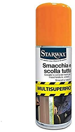 STARWAX - Spray smacchia e scolla tutto - Elimina le colle e le macchie tenaci - Ideale prima del lavaggio - Si usa su tessuti, pelle, legno, PVC, metallo - Profumo arancio - 100ml