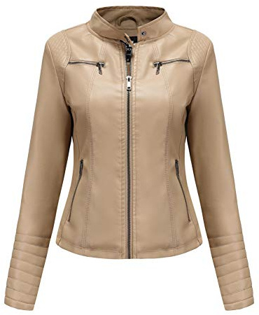 e-girl Women's Faux Leather Biker Jacket Short Zip-Up,UK 8-18 | Quilted shoulders, chest zip pockets, side zip pockets, ribbed cuffs. Biker outerwear, zip-front jacket