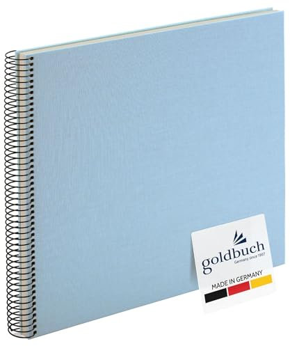 goldbuch 25 829 Spiralalbum Bella Vista, Foto Album 35 x 30 x 1,5 cm - Spirale ⌀ 2,8 cm, Fotoalbum, 40 weiße Seiten, Erinnerungsalbum Leinen, Fotobuch für Bilder und Fotos zum Einkleben, Himmelblau