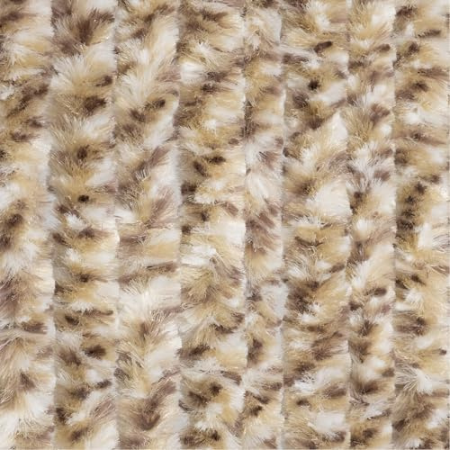 Moritz Cortina de felpa de chenilla, 90 x 220 cm, color marrón y gris jaspeado, cortina para puerta como protección contra moscas, protección contra insectos para camping, caravanas