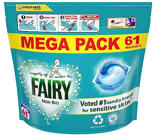 Fairy Non Bio PODS, Washing Liquid Laundry Detergent Tablets/ Capsules 61 Washes, Huggably Soft For Sensitive Skin