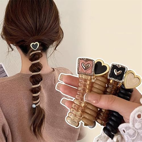 mdgfge Braided Telephone Wire Hair Bands New Phone Cord Straight Spiral Hair Ties No Crease Elastic Coils Multi Color Hair Scrunchies Ponytail Braids Fixed Hair Rope Accessory for Women Girl (4Pcs)