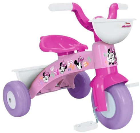 Triciclo primipassi Minnie Disney bici a tre ruote per bambini da 1 a 3 anni triciclo con pedali e cestino portagiochi