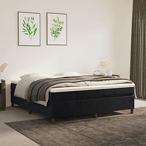 Cosisti Sommier à Ressorts et Lattes 160x200 cm - Cadre de Lit Tapissier pour Adultes - Noir - Hauteur 35 cm