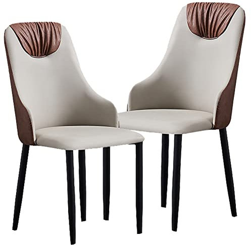 Gepolsterte Esszimmerstühle aus Pu-Leder, 2er-Set, Moderne Küchenstühle aus der Mitte des Jahrhunderts, Bequeme Bauernstühle mit Metallbeinen, Freizeit-Beistellstühle für das Wohnzimmer (39 x 43 x 89