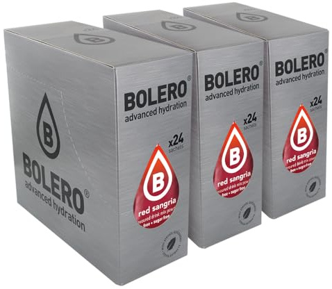 SET 72 BOLERO DA 9 GRAMMI RED SANGRIA Preparato istantaneo per Bevande con Stevia e Vitamina C e Senza Zucchero