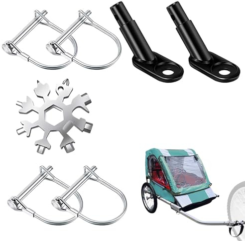 WUERKIYA Enganche de Remolque de Bicicleta Remolque para Bicicleta + Enganche para Bicicleta + Juego Completo + 2 Ganchos + 4 Tornillos + Herramienta Multifuncional de Nieve