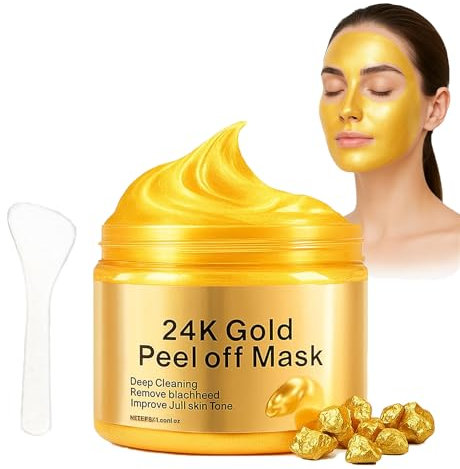 EHIOG 24K Gold Gesichtsmaske, Peel-Off Maske mit Kollagen & Hyaluronsäure, Anti-Aging & Feuchtigkeitspflege, Straffende Gesichtspflege mit Nano-Gold für strahlende Haut, 120ml