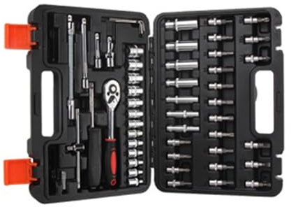 Uqezagpa 53Pcs 1/4Inch Drive Ratcheting Socket Set with Extension Rod and Storage Case for Car Maintenance and Home Garage