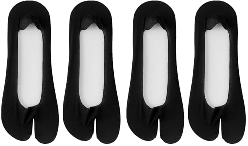 FIYIGO Women's No Show Socks, Tabi Toe Non Slip Flip-Flop Invisible Socks | Split Toe Liners, Ultra Low Cut Footies, Non-Skid Heel Grip, Thin Ice Silk and Cotton, for Flats, Loafers, Sandals, Heels