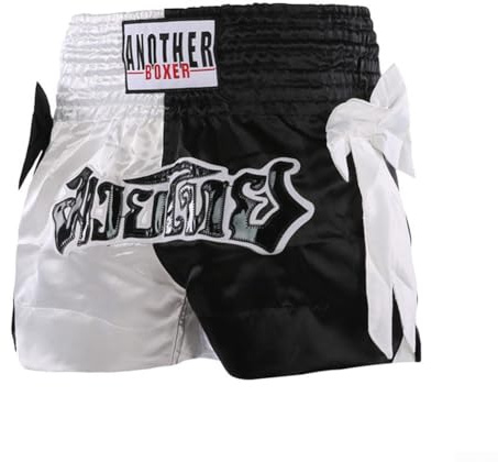 Short de fitness unisexe pour MMA et Muay Thai - Fiable - Pour adultes - Avec taille élastique - Taille XL - Noir et blanc