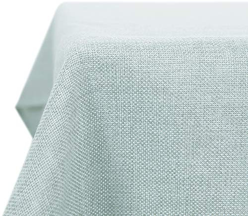 Deconovo Tischdecke Wasserabweisend Leinenoptik Tischwäsche Lotuseffekt 160x130 cm Minzgrün