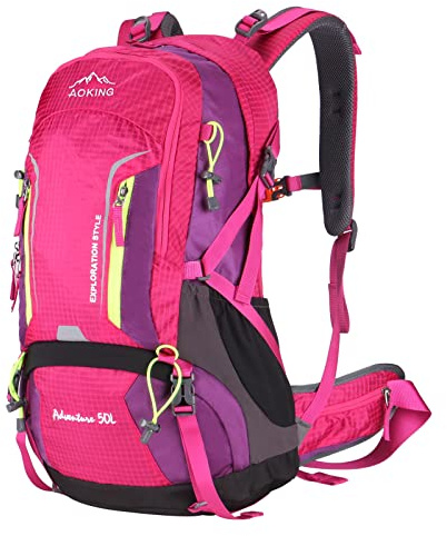 Aoking,mochila de senderismo/escalada,50 L,YJN67363,elementos estándar:tablero de malla de flujo de aire desmontable,impermeable,silbato SOS,cubierta para la lluvia