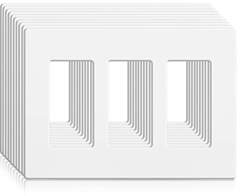 3-Gang schraubenlose Wandplatten-Dekorator-Abdeckungen für Steckdosen, Lichtschalter, versteckte Schrauben, Größe 16,1 x 11,8 cm (10 Stück)