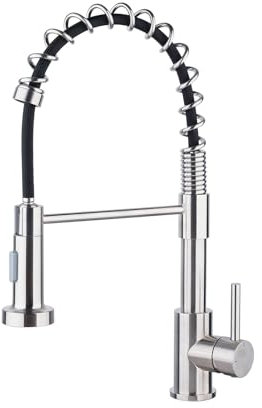 Ibergrif Grifo Cocina Extraible y Extensible - Acero Inoxidable 304, 360°Giratorio, 2 Modos Agua (Spray/Flujo), Manguera 40cm, Instalación Rápida, Monomando, M22143A