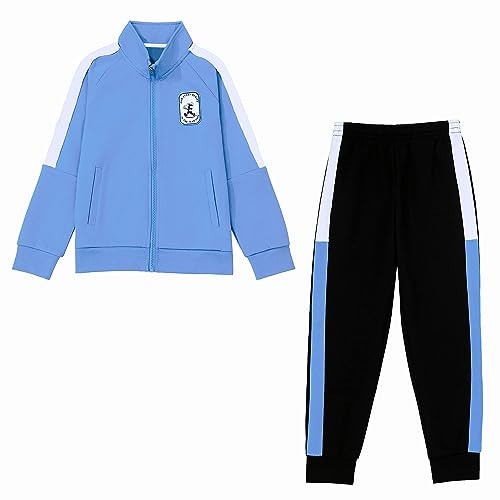 Träningsoverall för barn - komplett set 2-delad träningskläder för pojkar hel dragkedja klassisk jacka och byxor sweatsuit set joggingbyxor för barn pojkar (4-15 år)