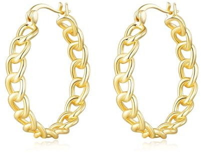 Philip Jones Gold Plated Link Hoop Earrings