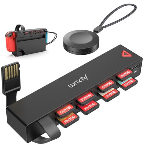 Alxum Switch Game Card Reader with Wireless Remote Control Switching,8-in-1 Switch Games Holder für Nintendo Switch/Switch OLED Konsole und Dock (4 für Spiel+4 für Aufbewahrung)