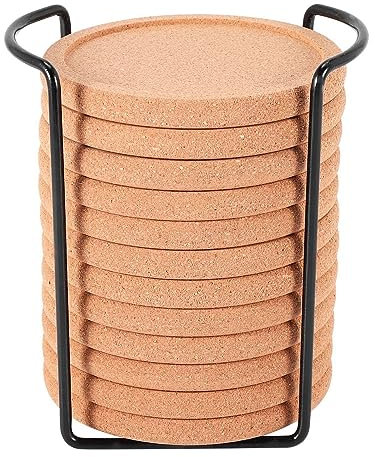 FutureHight Sottobicchiere in sughero con labbro per ventosa, spesso, piattino con supporto resistente al e all'acqua, sottobicchieri rotondi utilizzabili per bar in vetro