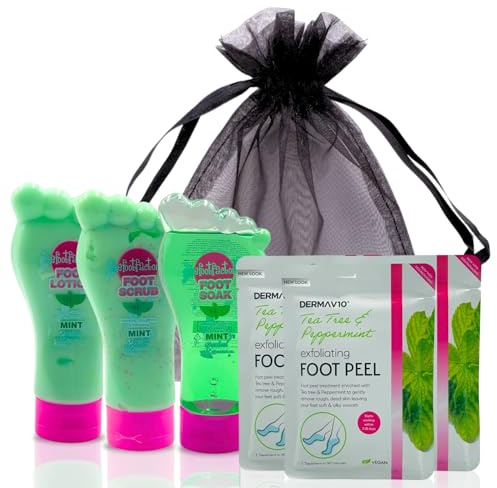Ultimate Foot Spa Kit – Foot Peel Mask, Exfoliating Foot Mask, Foot Soak, Lotion & Peeling Socks, Foot Care for Smooth, Soft Feet (Peppermint)