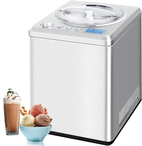 TRTDYFKH Sorbetière, for Faire de la crème glacée Molle Maison, de la Glace, du Sorbet, Garder au Frais, Pas de pré-congélation Machine à crème glacée Automatique avec compresseur