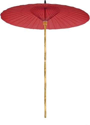 Ombrello Shanghai in Stile Cinese da 7 Piedi, ombrellone da Giardino Esterno in bambù, Impermeabile, Protezione UV, ombrellone Rotondo per Piscina, terrazza, terrazza, Rosso Scuro, 200 cm/6,