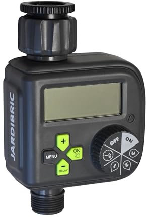 Jardibric – Programador de riego digital con 36 salidas programables, función manual y retraso de lluvia – Flujo 1320 L/h – Presión 0,5 a 8 bar – Frecuencia 6h a 7 días, duración 1 min a 4 H