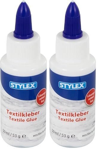 Stylex 23347 - Colle textile - Flacon de 53 g - Colle inodore pour tissus et textiles - Sans solvant - Séchage transparent et lavable jusqu'à 40 °C (Lot de 2)