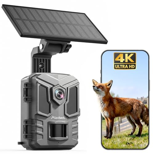 Misstech 4K & 64MP UHD Solar Trail Camera, Clear Night Vision for Garden