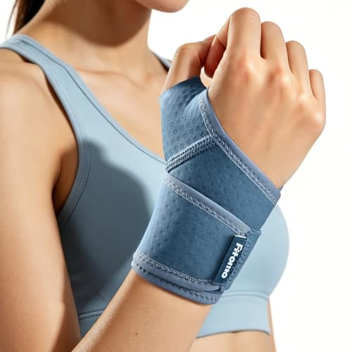 Fitomo Wrist Support with Soft-Touch ＆ Breathable Fabric for All Day Wear | Invisible Support for Work, Soft Thumb Design, Adjustable Compression, Strap for Mild CTS, Fit Both Hands, Not for Thumb Pain