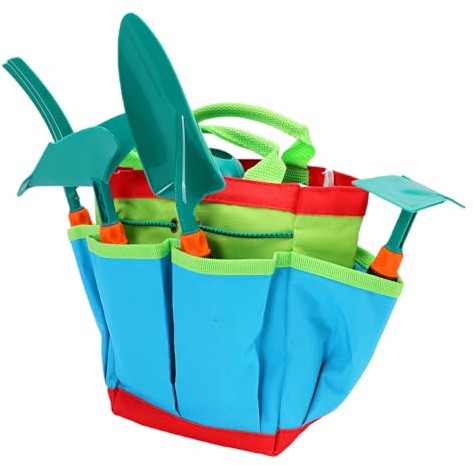 Fockety Juego de Herramientas de jardinería para niños, Kit de jardinería Infantil para estimular la Creatividad con regadera, Pala, rastrillo, Horquilla y Bolsa, para niños y niñas