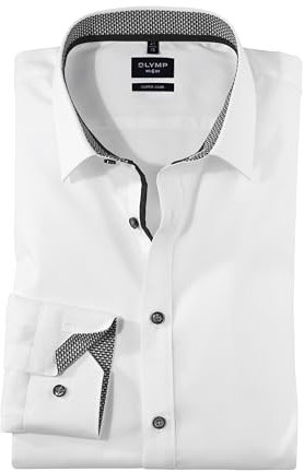 OLYMP Herren Businesshemd Langarm No.Six,Einfarbig,super Slim,Urban Kent,Weiss 00,41