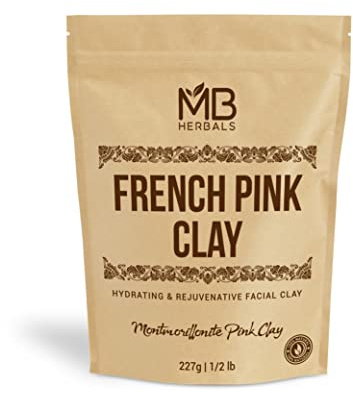 MB Herbals French Pink Clay 8 oz / 0.5 LB | Montmorrillonite Pink Clay (French Rose Clay) | Mild, Hydrating Clay for Face Pack & Soap Making