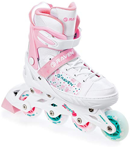 RAVEN Inline Skates Inliner für Kinder Mädchen verstellbar (ROSI, 28-32 (18,5cm-21cm))