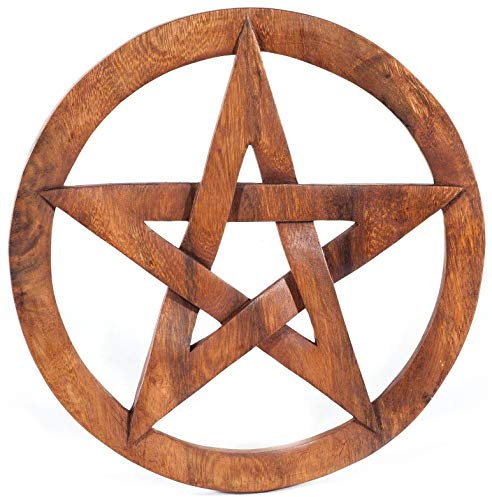 Windalf Keltisches Wandbild SALUR Ø 30 cm Pentagramm Holzrelief Handarbeit