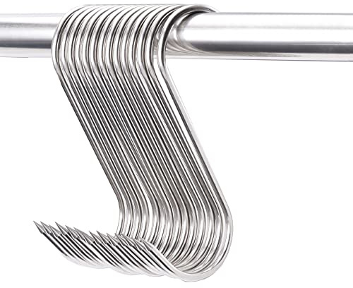 HONSHEN 20 pcs 5 Inch Meat Hooks S-Hook, 4mm Stainless Steel Meat Hook for Hanging,Chicken,Hunting,Smoking,Ribs,Fish,Beef,Poultry,Drying BBQ Grill Cooking (20 pcs 5inch Meat Hook)