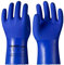 LANON Guanti Resistente alle Sostanze Chimiche in PVC, Guanti in Gomma per Impieghi Gravosi, Protezione da Acidi, Alcali e Olio, Impermeabile, Antiscivolo, Blu, Taglia L