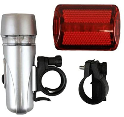HDStar Kit Luce LED per Bicicletta Fanale Anteriore e Posteriore, Luminoso A 5 LED, Impermeabile Ipx4, per Strada e Montagna, Facile da Montare