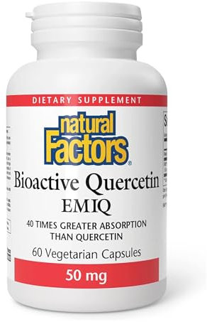 Natural Factors, Bioactive Quercetin, 60 vegane Kapseln, 50mg Quercetin & 50mg Vitamin C je Dosis, Glutenfrei, GMO frei, Geschmacksneutral