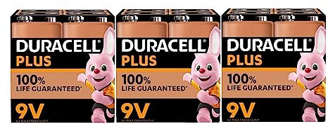 12 x Duracell 9V Plus (3 Blister Packs of 4 Batteries) 12 Batteries (6LR61/MN1604)