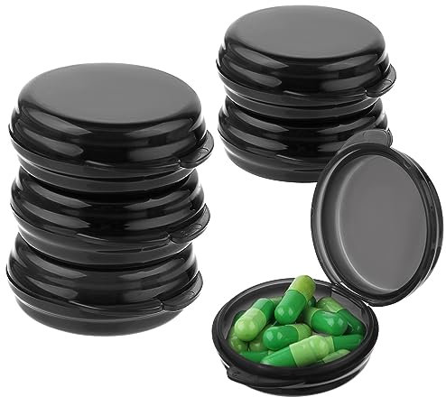 WLLHYF Confezione da 6 piccole scatole portapillole da viaggio, mini organizer per pillole, custodia portatile per pillole, tasca rotonda porta pillole, dispenser di vitamine per diversi medicinali (6