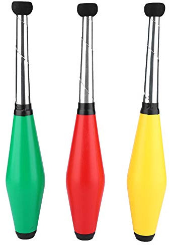 TeamSky Juggling Stick, Set of 3 Professional Green, Yellow, and Red Plastic Juggling Clubs, 16.5 x 3 Inch Juggling Pins for Performers and Hobbyists