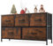 Sweetcrispy Kommode für Schlafzimmer mit 5 Schubladen, breite Kommode, Lange Stoffkommode, Aufbewahrungs-Organizer für Schrank, Schlafzimmer, Wohnzimmer, Flur, Kinderzimmer, rustikales Braun