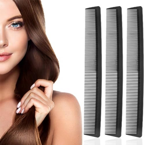 3 Pezzi Pettine Antistatico In Fibra di Carbonio, Styling Capelli, Anti-Rottura per Barbiere, Resistente al Calore per Parrucchieri e Casa