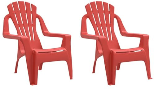 Gecheer 2 STK. Kinder-Gartenstühl, Gartensessel, Rot 37x34x44 cm PP Holzoptik