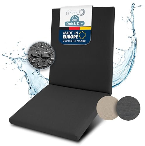 Beautissu Premium Niedriglehner Auflage 100% Wasserdicht 100x50cm – UV-beständig Bequem Pflegeleicht Waschbar Sitzkissen Gartenstuhl – Quick Dry Polsterauflage Gartenmöbel Stuhlauflage Anthrazit