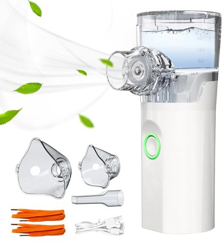 Joycabin Inhaliergerät für Erwachsene Inhalationsgerät Kinder, Inhaliergeräte Wiederaufladbarer Inhalator mit Tragbarem Design, Leiser Inhaliergeräte mit Mundstück und 2 Maske,Einstellbarer Sprühnebel