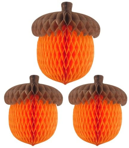 Acorn Honeycomb Ball Paper Pumpkin Honeycomb Thanksgiving Hanging Decoration Lanterns for Desktop Center Decoration