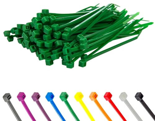 100 Stück Kabelbinder, Kabelbinder UV Beständig, Nylon Verschiedene Größen Super Haltbar Selbsthemmend Cable Ties (Grün, 100 Stück x 100mm)