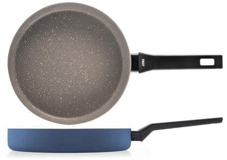 H&H, Padella Artic in Alluminio con Rivestimento Antiaderente Pfluon, 28 cm, Colore Blu Ottanio - Rivestimento a Nido d'Ape per Cottura Uniforme, Fondo adatto a tutti i Piani Cottura
